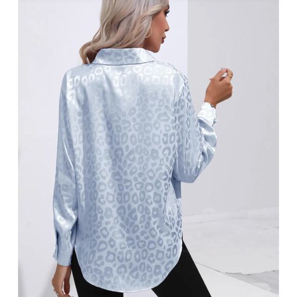 Chicgenes Urban Wind Button Down Print Long Sleeve Blouse   Size Large - Picture 2 of 3